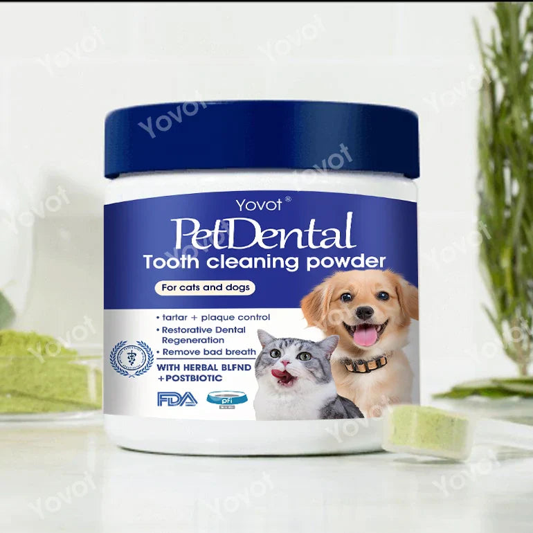 [Official Store] Yovot® Pet Dental Powder – Freshen Breath, Remove Tartar & Promote gum regeneration, stabilize teeth (CVMA-Approved for Cats & Dogs)  – Save 70% Today!
