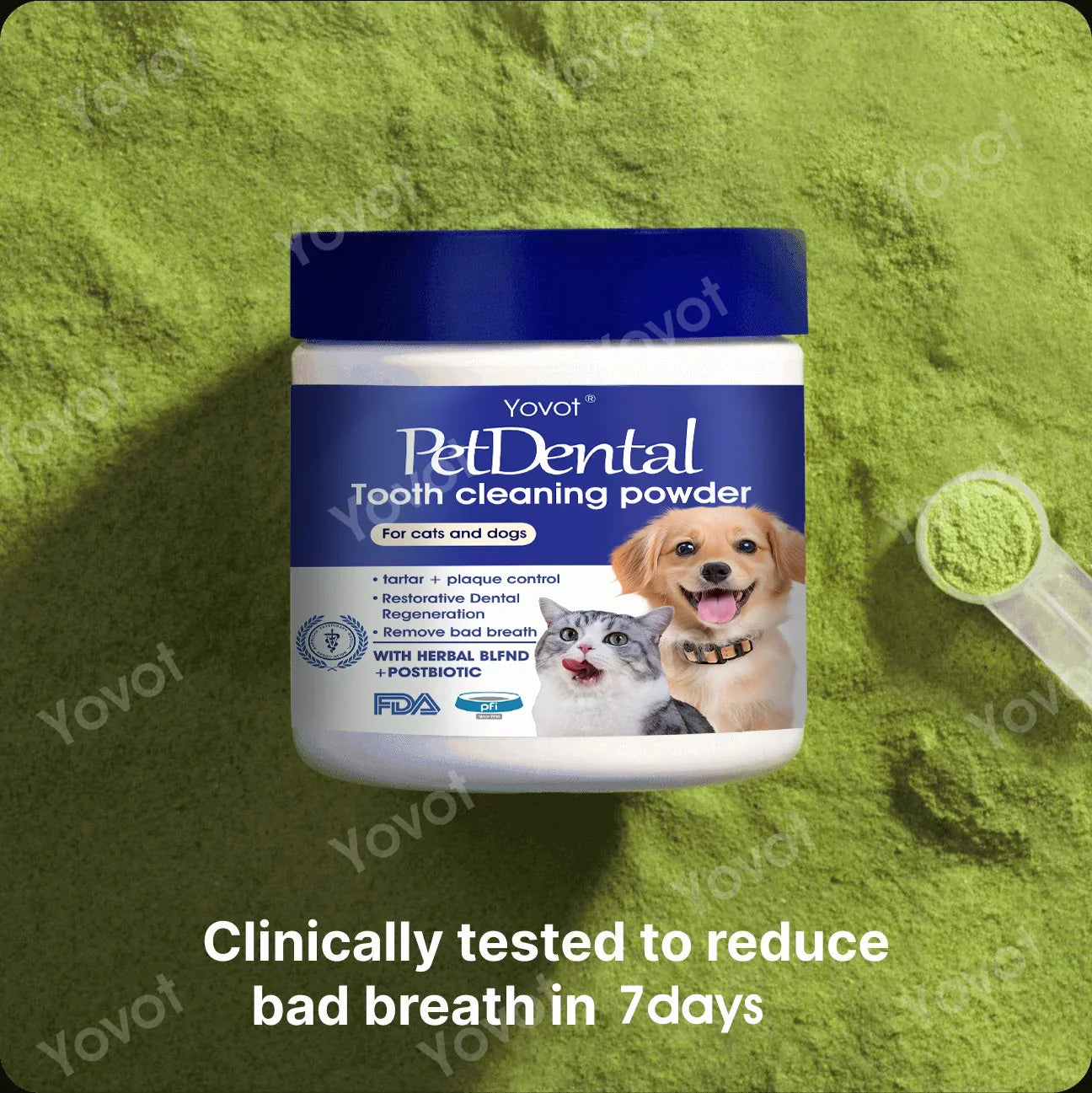 [Official Store] Yovot® Pet Dental Powder – Freshen Breath, Remove Tartar & Promote gum regeneration, stabilize teeth (CVMA-Approved for Cats & Dogs)  – Save 70% Today!